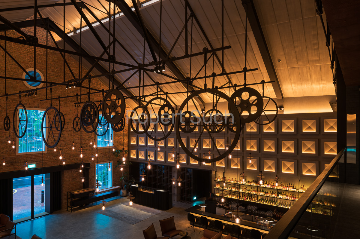 Architectural photography of the Warhouse Hotel lighting by SWITCH